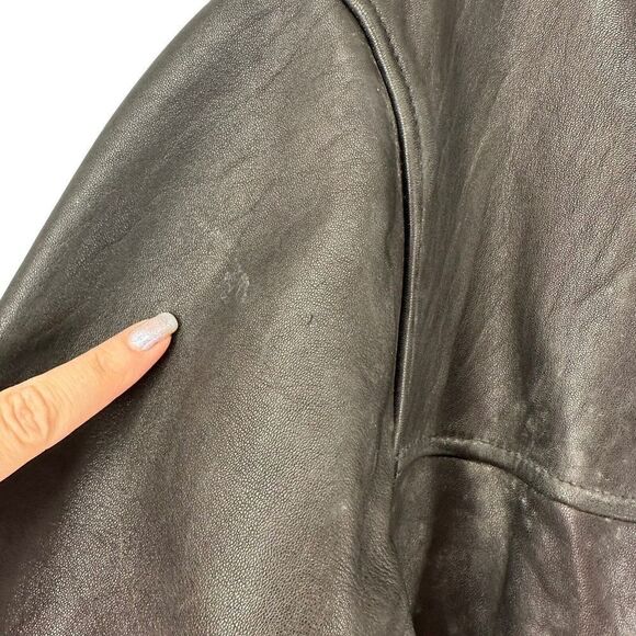 Roundtree Yorke Lambskin Leather Jacket Black Full Zip Collared Mens Size Large - Picture 7 of 15